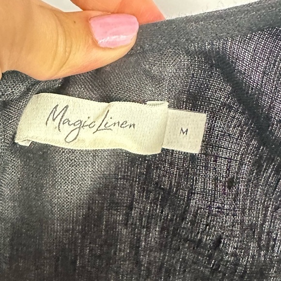 Magic Linen Nida black midi high low dress size M - Picture 3 of 8